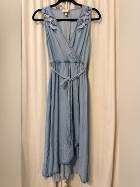 Knox Rose Light Blue Sleeveless Wrap Maxi with Self-Tie